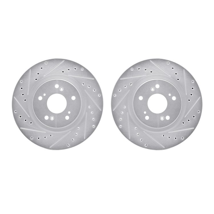 7002-58022 Drilled/Slotted Brake Rotors [Silver], 1997-2005 Acura/Honda, Position: Rear