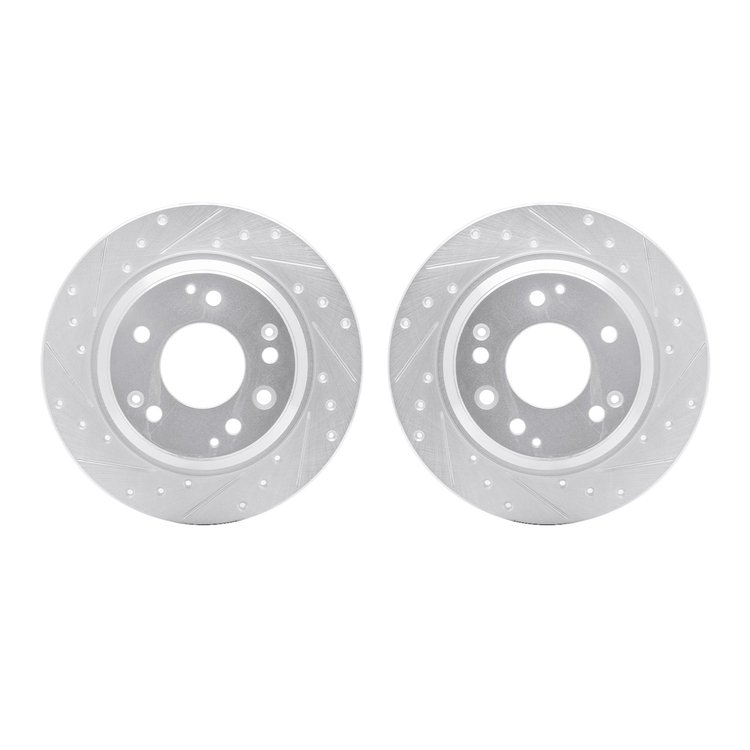 7002-58024 Drilled/Slotted Brake Rotors [Silver], 1999-2001 Acura/Honda, Position: Rear