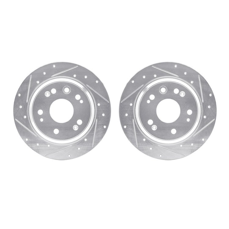 7002-58025 Drilled/Slotted Brake Rotors [Silver], 2002-2004 Acura/Honda, Position: Rear