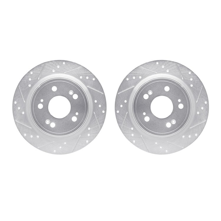 7002-58027 Drilled/Slotted Brake Rotors [Silver], 2014-2020 Acura/Honda, Position: Rear
