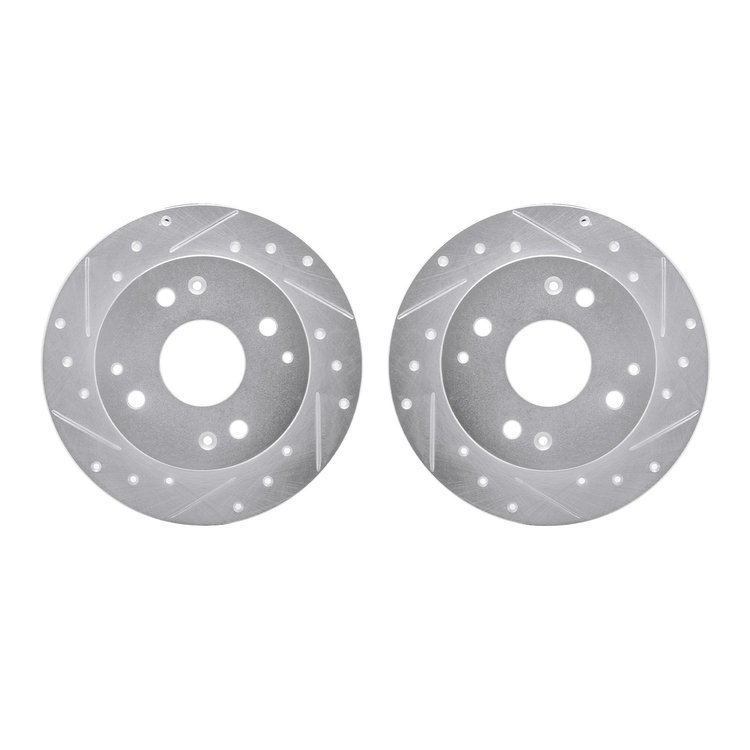 7002-58028 Drilled/Slotted Brake Rotors [Silver], 1995-1998 Acura/Honda, Position: Rear