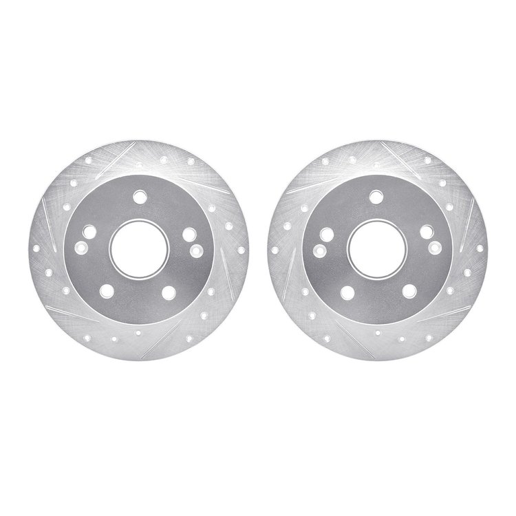7002-58029 Drilled/Slotted Brake Rotors [Silver], 1996-1998 Acura/Honda, Position: Rear