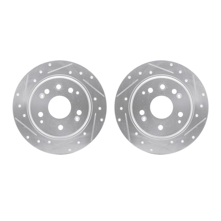 7002-58030 Drilled/Slotted Brake Rotors [Silver], 1999-2003 Acura/Honda, Position: Rear
