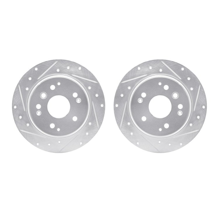 7002-58031 Drilled/Slotted Brake Rotors [Silver], 2003-2011 Acura/Honda, Position: Rear