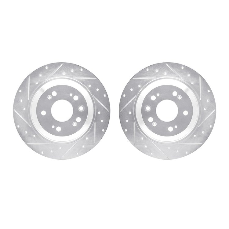 7002-58032 Drilled/Slotted Brake Rotors [Silver], 2009-2014 Acura/Honda, Position: Rear
