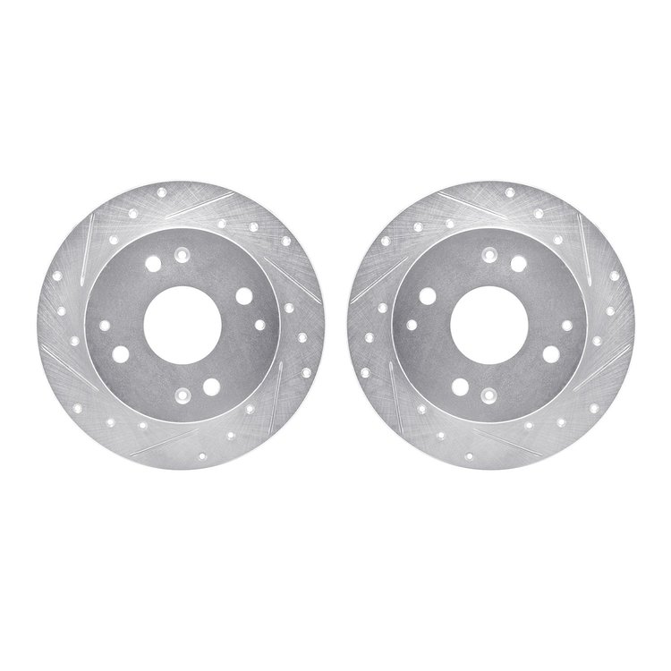 7002-58034 Drilled/Slotted Brake Rotors [Silver], 1992-1994 Acura/Honda, Position: Rear