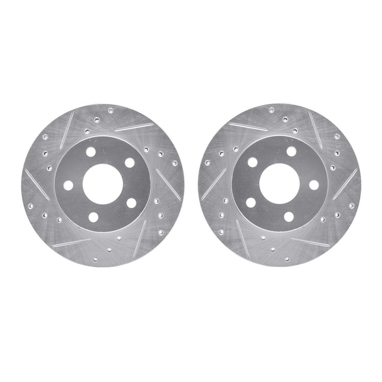 7002-59000 Drilled/Slotted Brake Rotors [Silver], 1990-1997 Acura/Honda, Position: Front