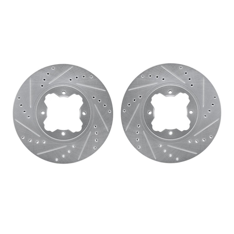 7002-59001 Drilled/Slotted Brake Rotors [Silver], 1991-1997 Acura/Honda, Position: Front