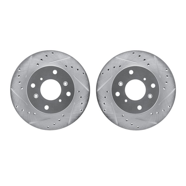 7002-59002 Drilled/Slotted Brake Rotors [Silver], 1998-2002 Acura/Honda, Position: Front