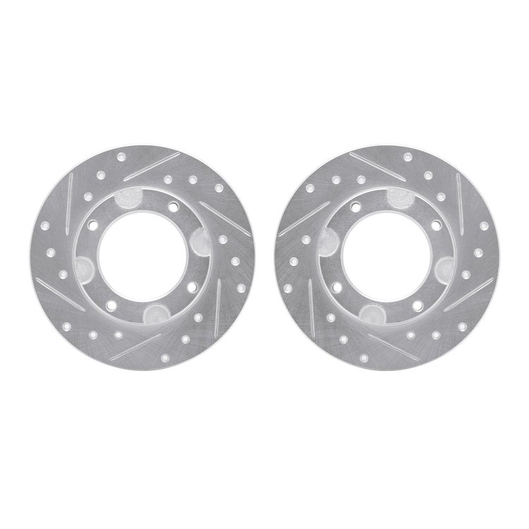7002-59017 Drilled/Slotted Brake Rotors [Silver], 1976-1981 Acura/Honda, Position: Front