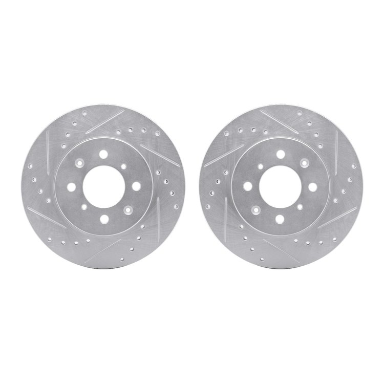 7002-59020 Drilled/Slotted Brake Rotors [Silver], 1988-1991 Acura/Honda, Position: Front