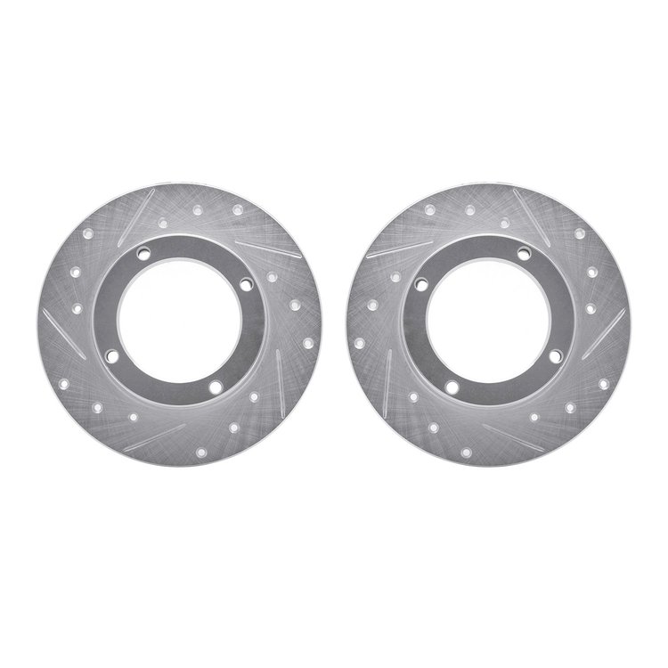 7002-59026 Drilled/Slotted Brake Rotors [Silver], 1973-1979 Acura/Honda, Position: Front