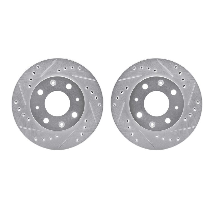 7002-59031 Drilled/Slotted Brake Rotors [Silver], 1984-2006 Acura/Honda, Position: Front