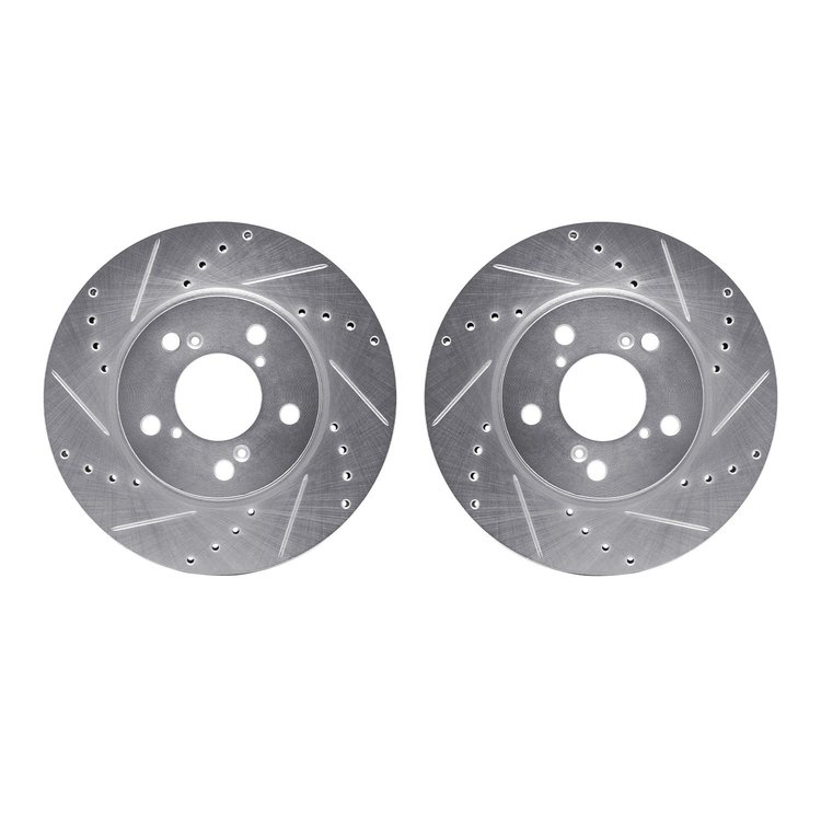 7002-59036 Drilled/Slotted Brake Rotors [Silver], 2005-2010 Acura/Honda, Position: Front