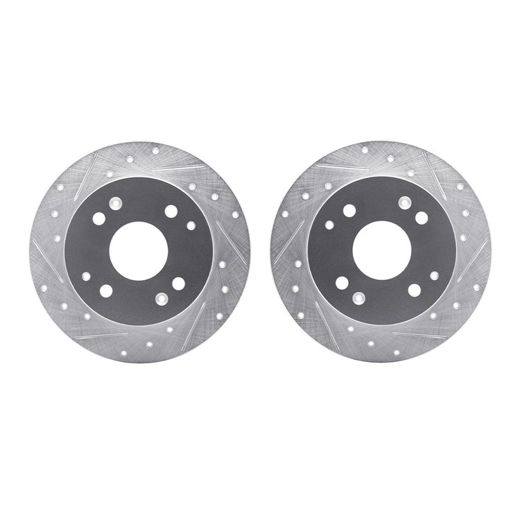 7002-59043 Drilled/Slotted Brake Rotors [Silver], 1998-2002 Acura/Honda, Position: Rear