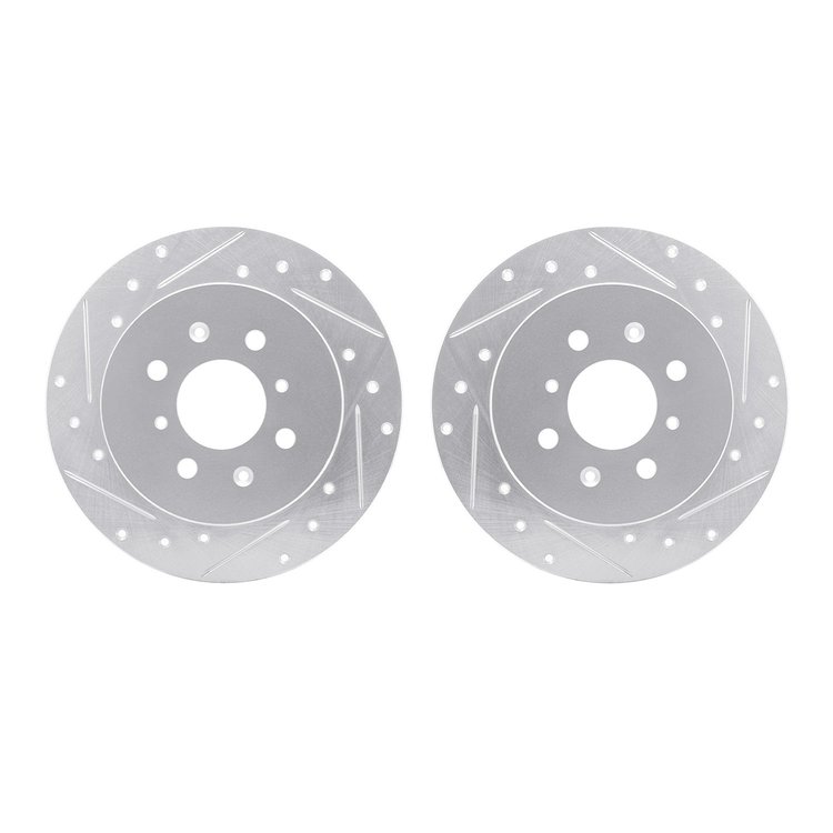 7002-59045 Drilled/Slotted Brake Rotors [Silver], 2001-2005 Acura/Honda, Position: Rear