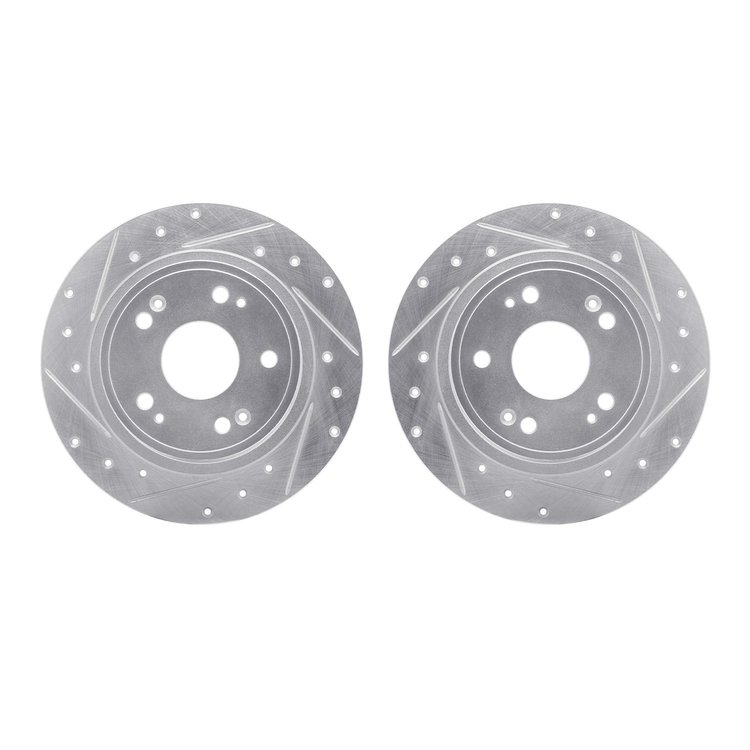 7002-59046 Drilled/Slotted Brake Rotors [Silver], Fits Select Acura/Honda, Position: Rear