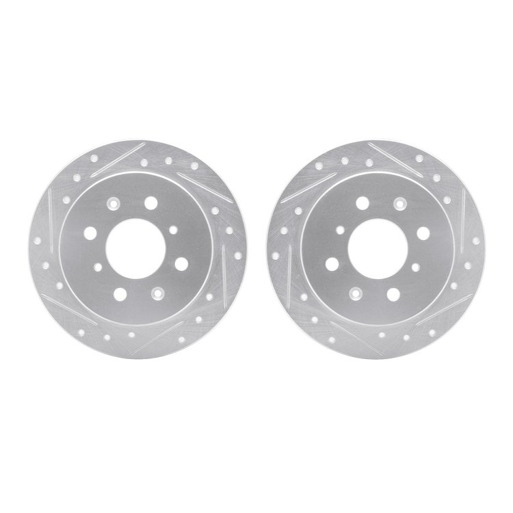 7002-59047 Drilled/Slotted Brake Rotors [Silver], 1988-2001 Acura/Honda, Position: Rear