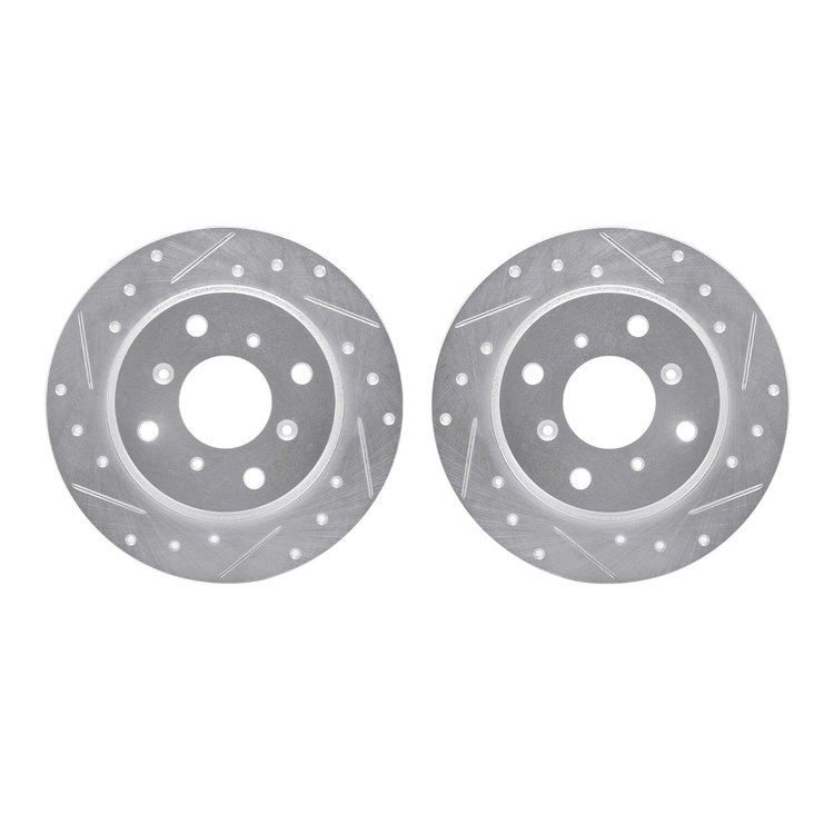 7002-59049 Drilled/Slotted Brake Rotors [Silver], 1986-1996 Acura/Honda, Position: Rear