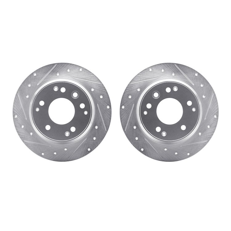 7002-59050 Drilled/Slotted Brake Rotors [Silver], 1991-1999 Multiple Makes/Models, Position: Rear