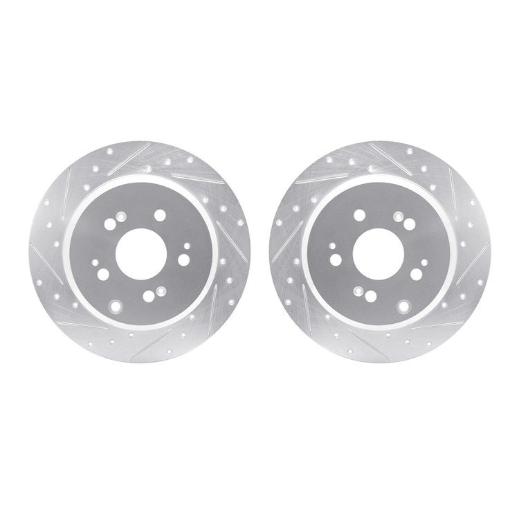 7002-59052 Drilled/Slotted Brake Rotors [Silver], 2007-2017 Acura/Honda, Position: Rear