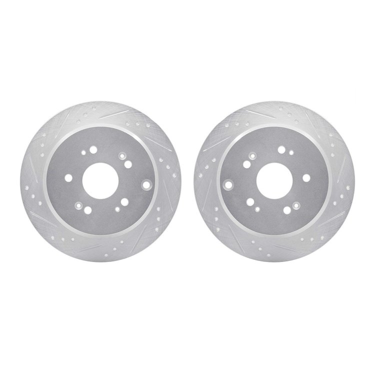 7002-59053 Drilled/Slotted Brake Rotors [Silver], 2005-2018 Acura/Honda, Position: Rear