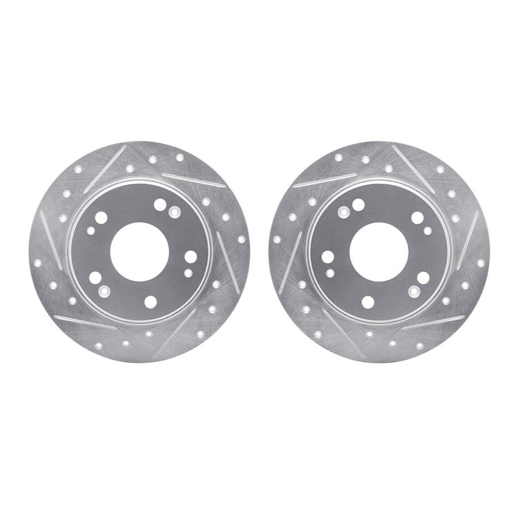 7002-59055 Drilled/Slotted Brake Rotors [Silver], 2003-2008 Acura/Honda, Position: Rear