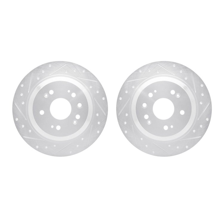 7002-59056 Drilled/Slotted Brake Rotors [Silver], 2010-2015 Acura/Honda, Position: Rear