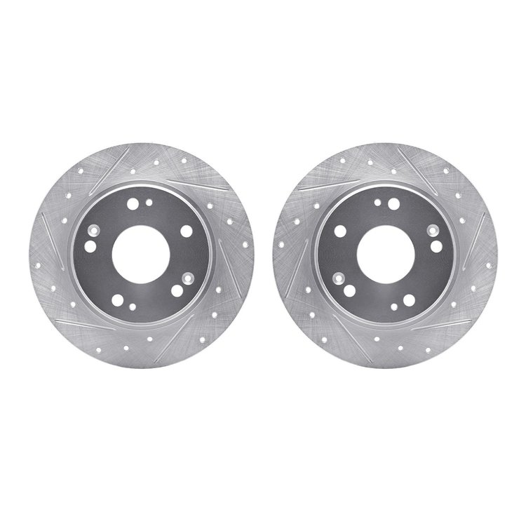 7002-59062 Drilled/Slotted Brake Rotors [Silver], 2011-2015 Acura/Honda, Position: Rear