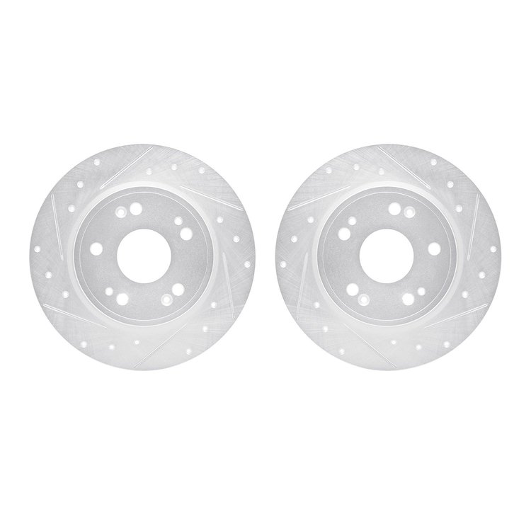 7002-59063 Drilled/Slotted Brake Rotors [Silver], 2016-2016 Acura/Honda, Position: Rear