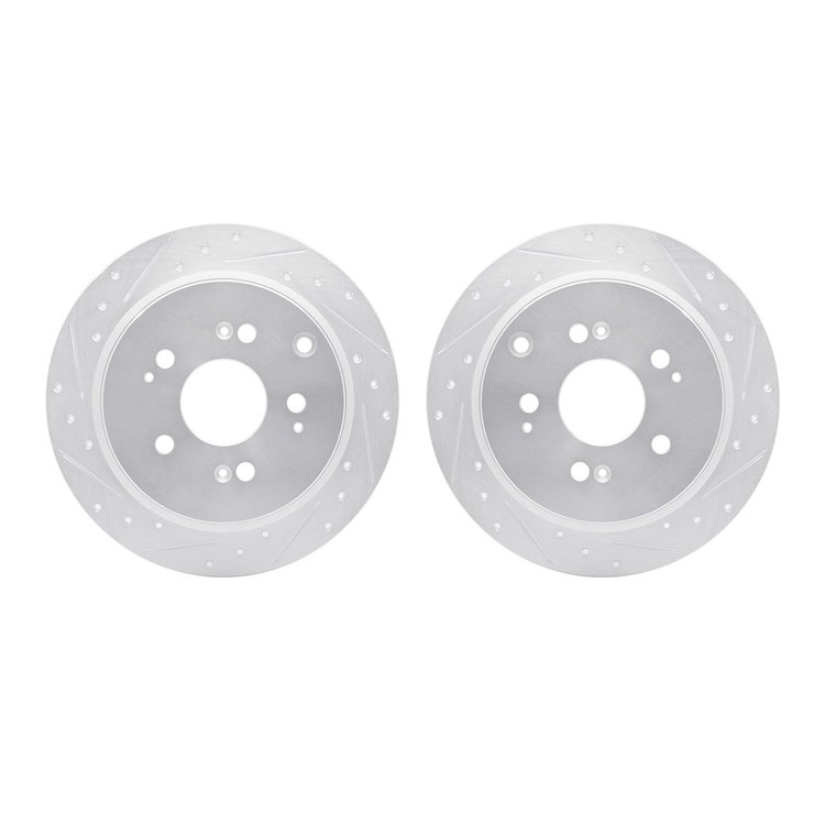 7002-59065 Drilled/Slotted Brake Rotors [Silver], 2005-2010 Acura/Honda, Position: Rear