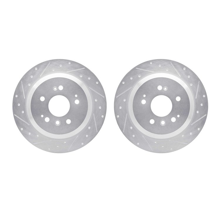 7002-59067 Drilled/Slotted Brake Rotors [Silver], Fits Select Acura/Honda, Position: Rear