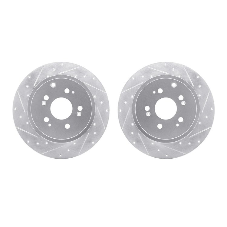 7002-59069 Drilled/Slotted Brake Rotors [Silver], 2006-2014 Acura/Honda, Position: Rear