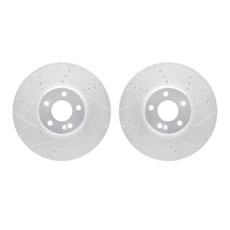 7002-63033 Drilled/Slotted Brake Rotors [Silver], Fits Select Mercedes-Benz, Position: Front
