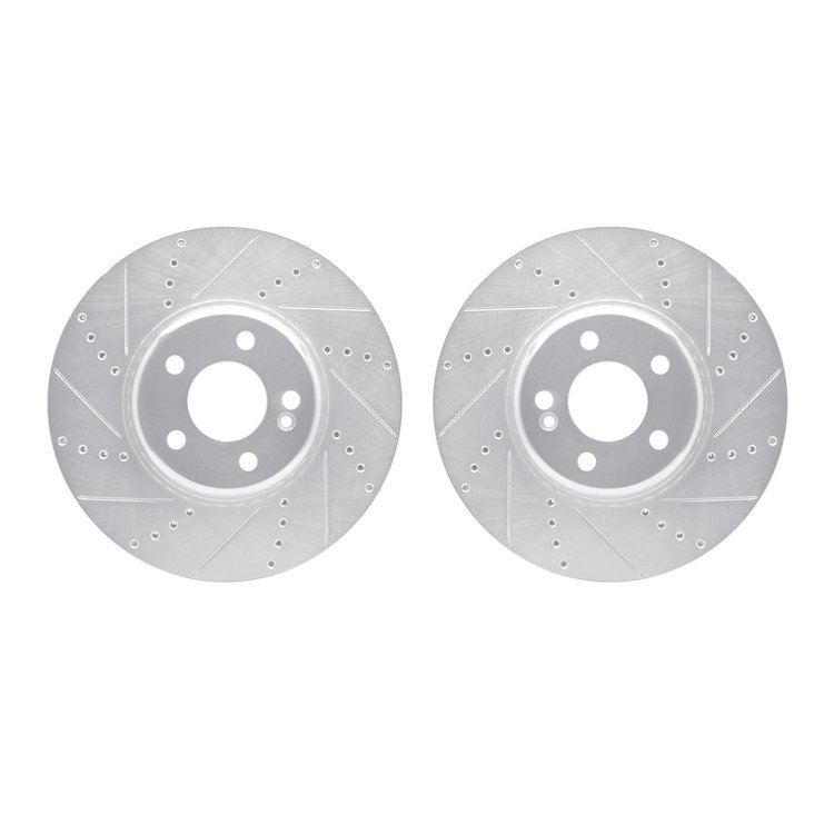 7002-63034 Drilled/Slotted Brake Rotors [Silver], Fits Select Mercedes-Benz, Position: Front