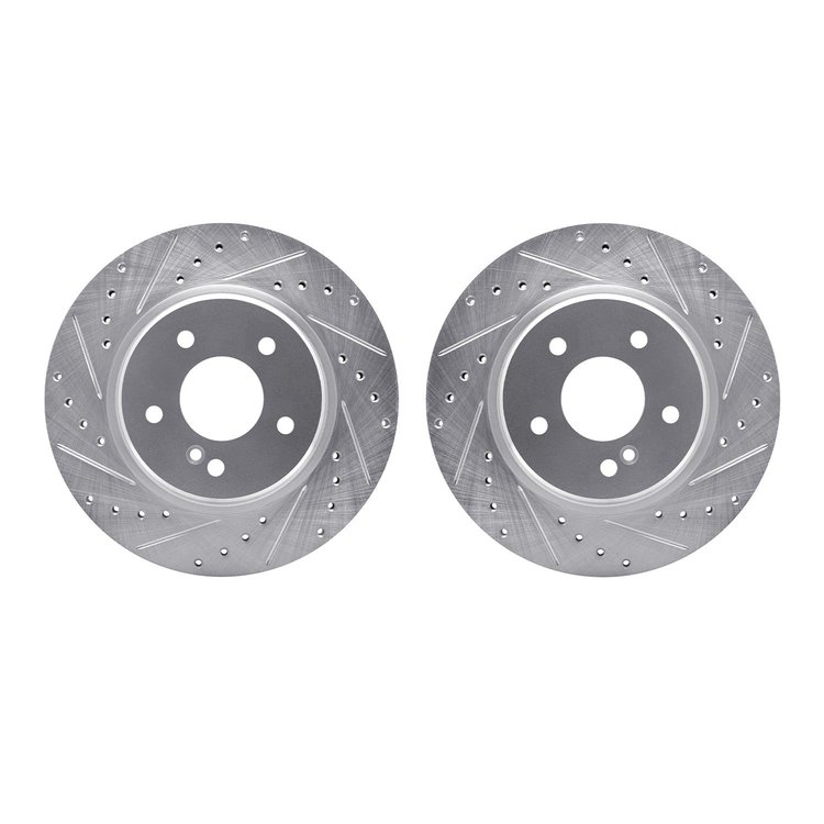 7002-63081 Drilled/Slotted Brake Rotors [Silver], 1998-2009 Multiple Makes/Models, Position: Rear