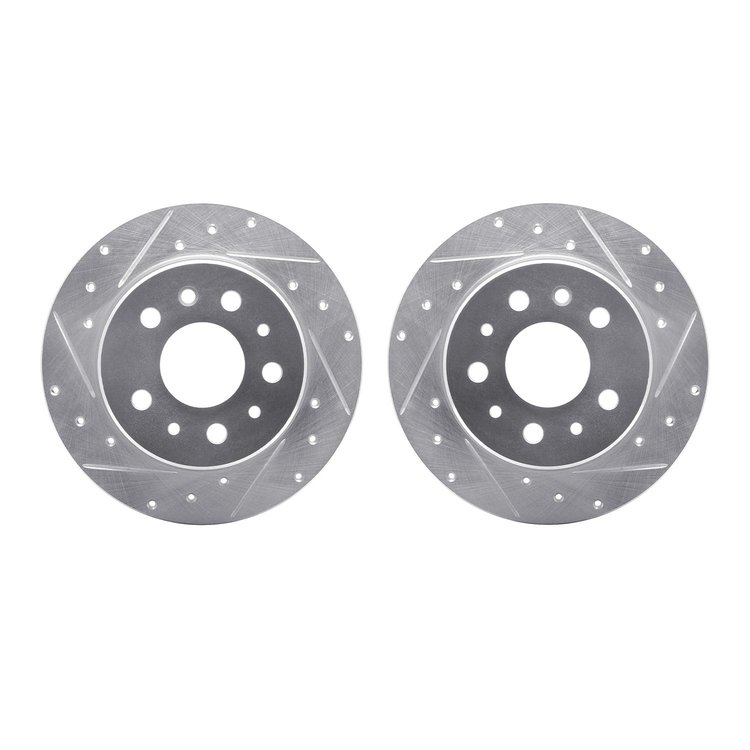 7002-63087 Drilled/Slotted Brake Rotors [Silver], 1961-1991 Mercedes-Benz, Position: Rear