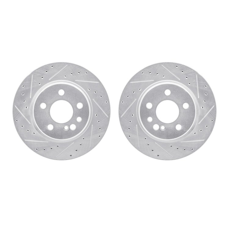 7002-63092 Drilled/Slotted Brake Rotors [Silver], 1992-1999 Mercedes-Benz, Position: Rear