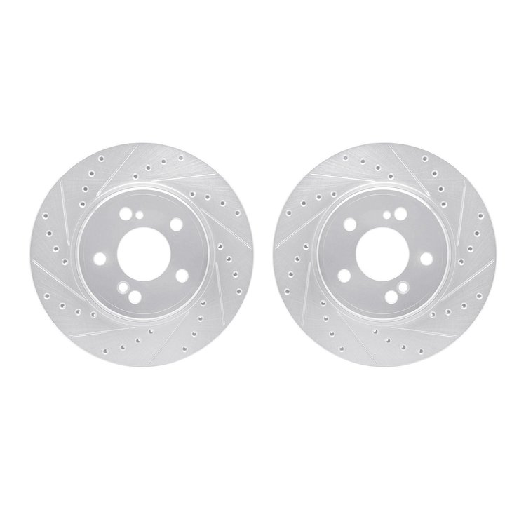 7002-63094 Drilled/Slotted Brake Rotors [Silver], 1993-2002 Mercedes-Benz, Position: Rear