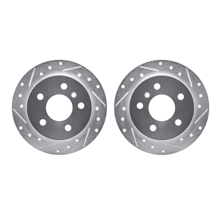 7002-63096 Drilled/Slotted Brake Rotors [Silver], 2006-2011 Mercedes-Benz, Position: Rear