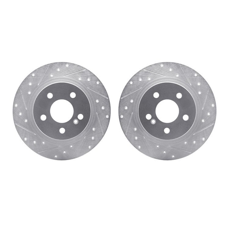 7002-63097 Drilled/Slotted Brake Rotors [Silver], 2008-2015 Mercedes-Benz, Position: Rear