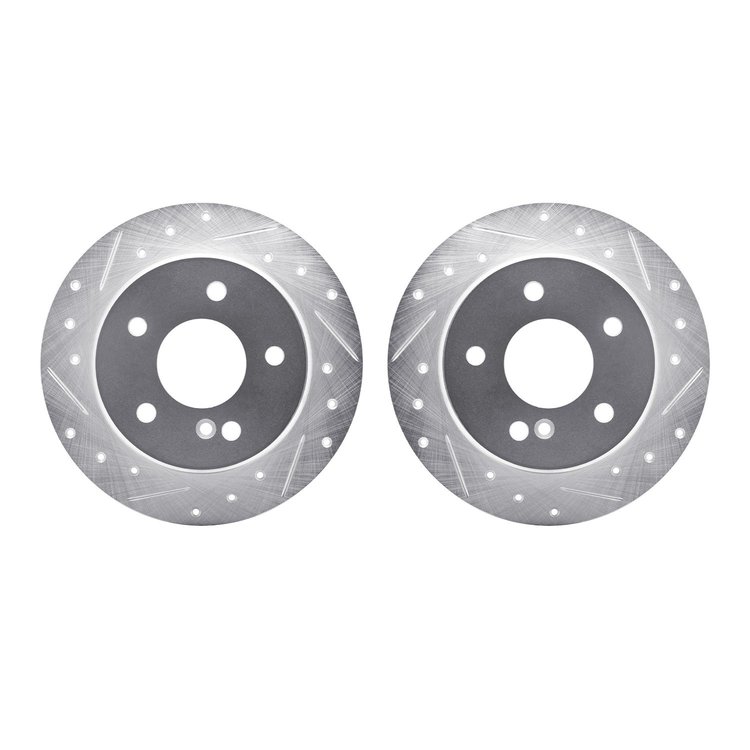 7002-63099 Drilled/Slotted Brake Rotors [Silver], 1994-1998 Mercedes-Benz, Position: Rear