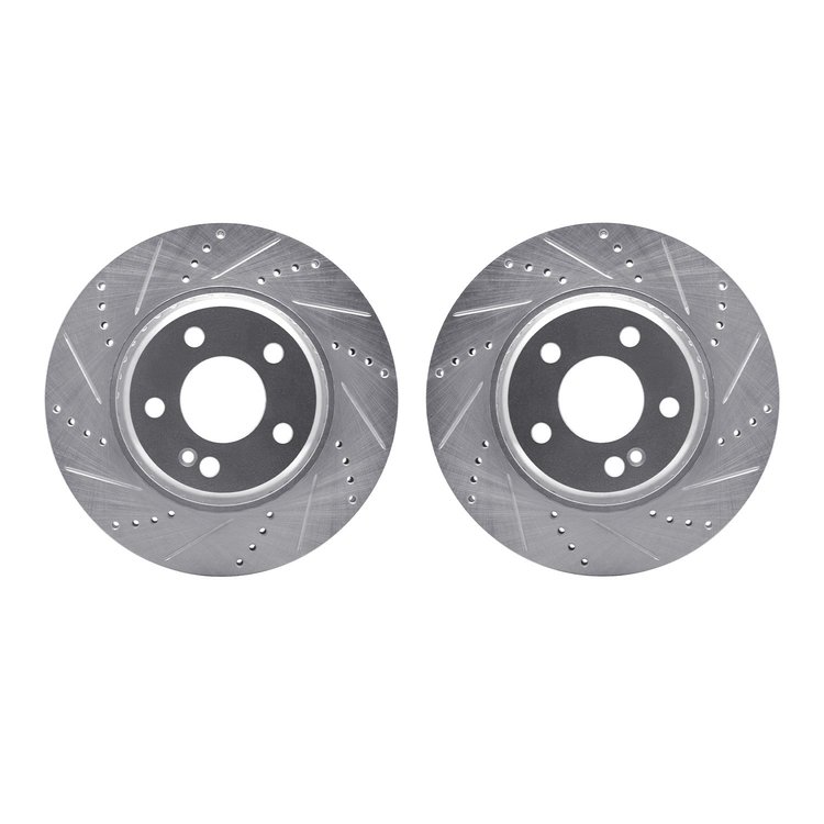7002-63102 Drilled/Slotted Brake Rotors [Silver], Fits Select Mercedes-Benz, Position: Rear