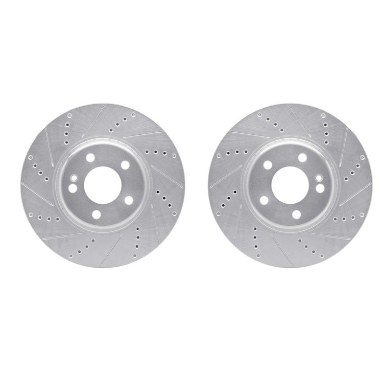 7002-63103 Drilled/Slotted Brake Rotors [Silver], Fits Select Mercedes-Benz, Position: Rear