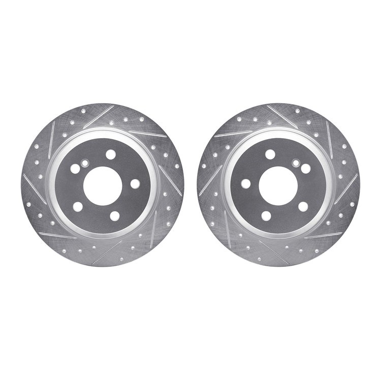 7002-63108 Drilled/Slotted Brake Rotors [Silver], 2007-2013 Mercedes-Benz, Position: Rear