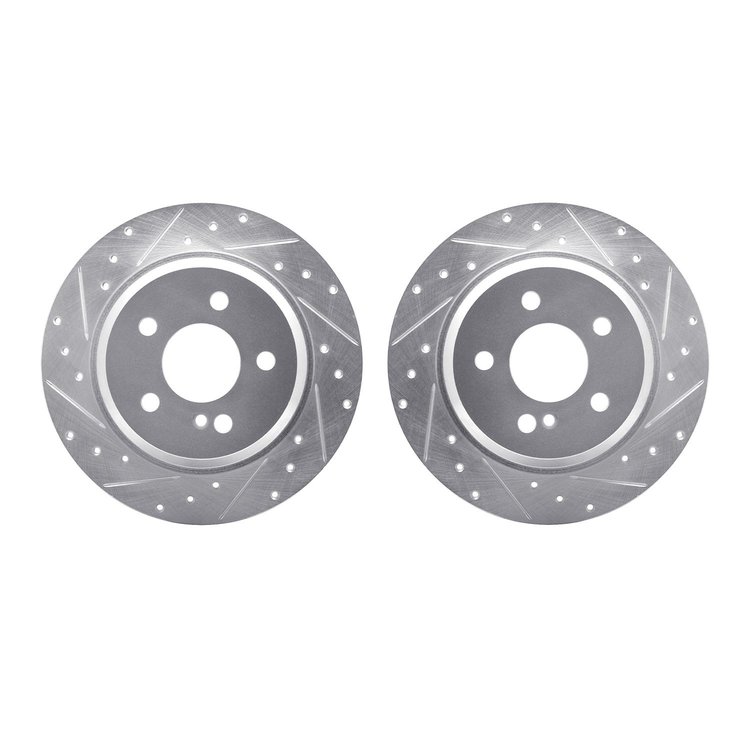 7002-63118 Drilled/Slotted Brake Rotors [Silver], 2003-2016 Mercedes-Benz, Position: Rear