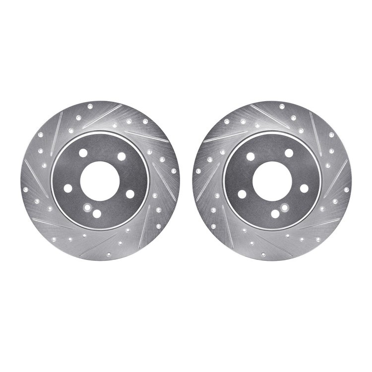 7002-63119 Drilled/Slotted Brake Rotors [Silver], 1998-2003 Mercedes-Benz, Position: Rear