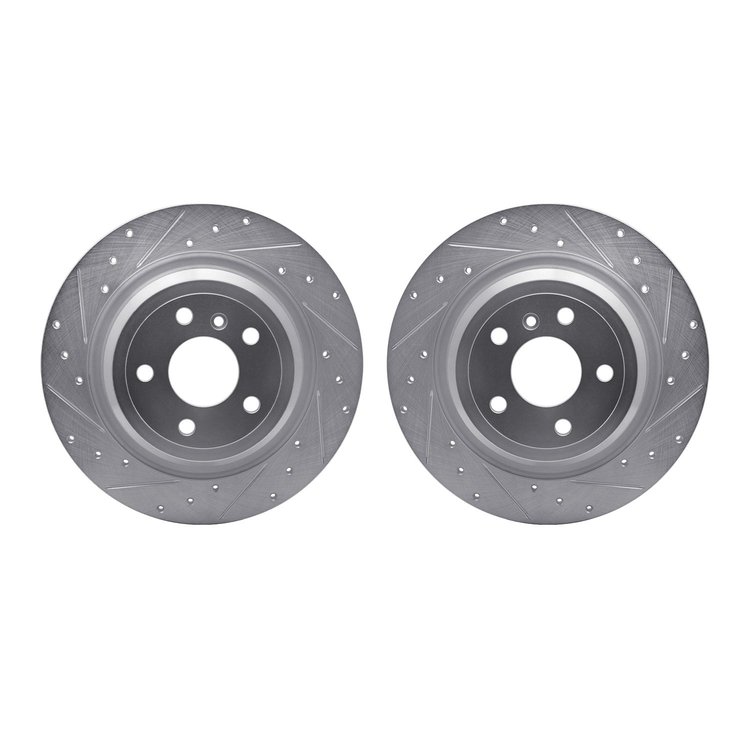 7002-63123 Drilled/Slotted Brake Rotors [Silver], 2012-2018 Mercedes-Benz, Position: Rear
