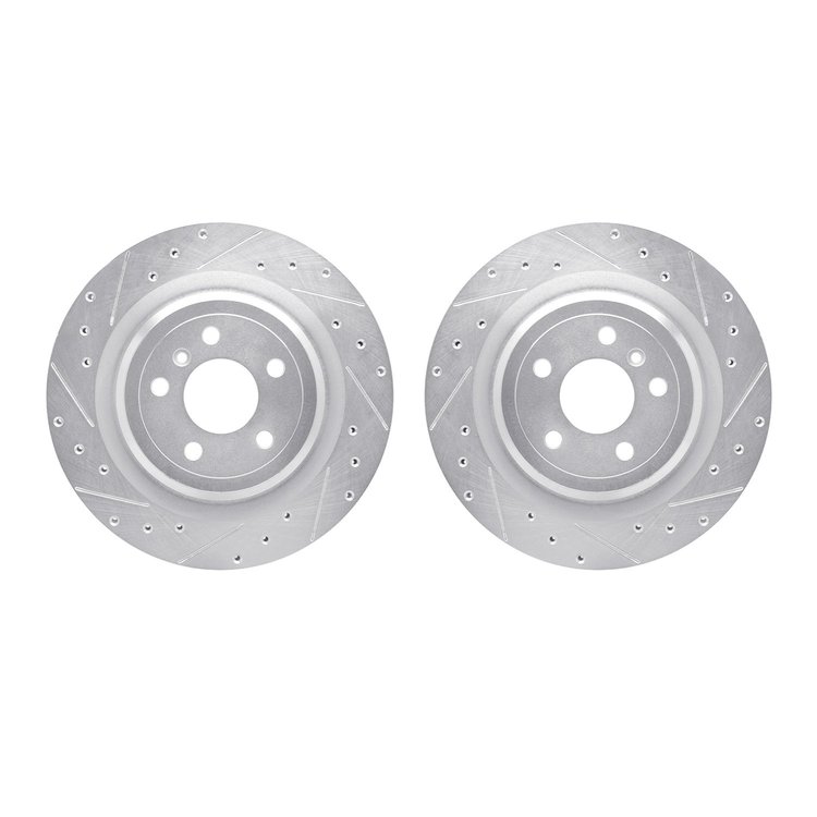 7002-63124 Drilled/Slotted Brake Rotors [Silver], 2012-2019 Mercedes-Benz, Position: Rear