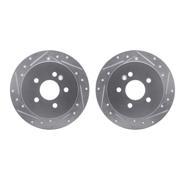 7002-63130 Drilled/Slotted Brake Rotors [Silver], 1998-2005 Mercedes-Benz, Position: Rear